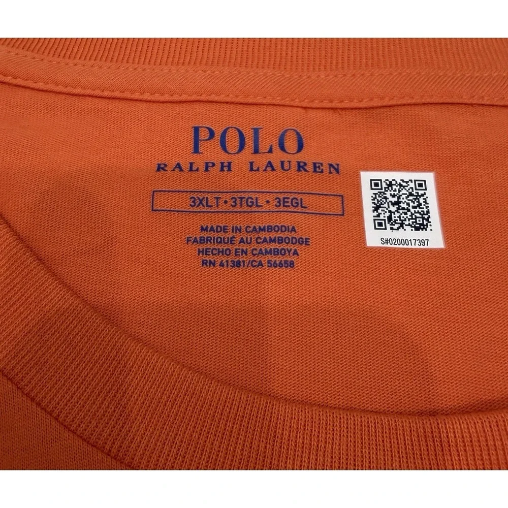 Polo Ralph Lauren Men's SZ 3XLT  T-Shirt Classic-Fit Jersey SS Pocket Orange NWT